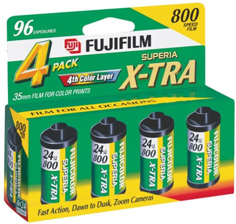 Fuji Fujifilm Superia 800 Speed 24 Exposure 35mm Film - 4 Pack Film Roll(Yes 0 ISO Pack of 4)