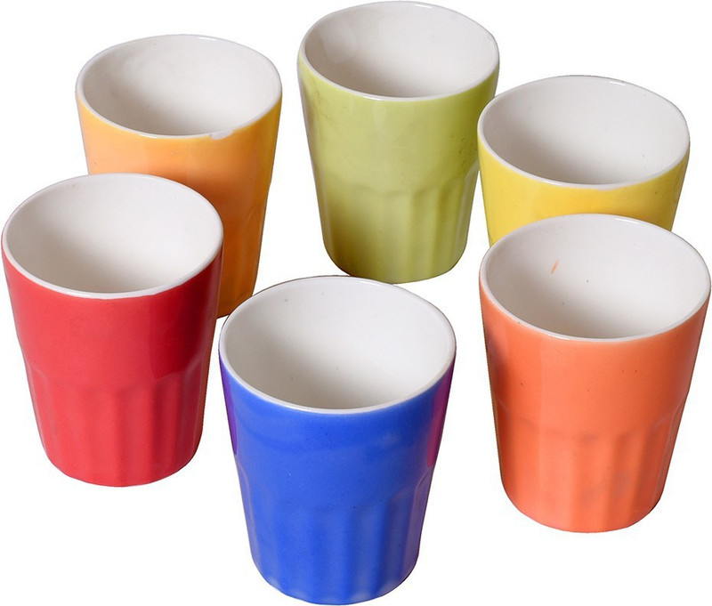 kraftmania KM-HU-CR070 Glass Set(Ceramic, 120 ml, Multicolor, Pack of 6)