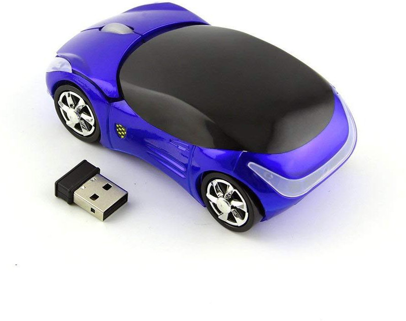 microware Cool Sport Car Shaped Mouse 2.4GHz Wireless Car Mouse Ultra Small Optical Gaming Mouse Mini Office Mice for PC Computer Laptop Perfect Present for Kids or Girls (Blue) Wireless Ambidextrous Optical  Gaming Mouse(Blue)