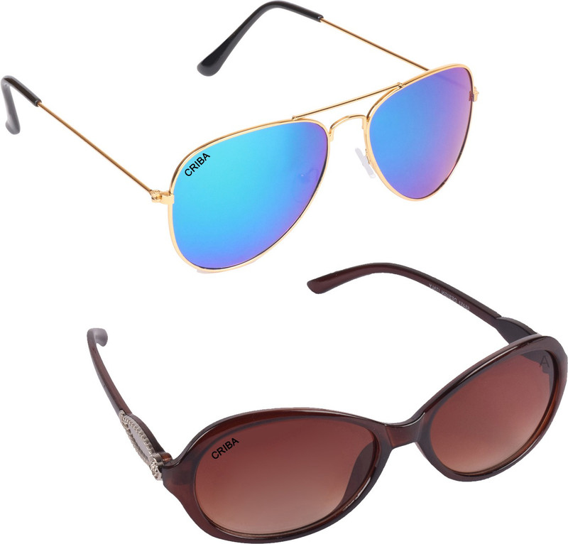 Criba Cat-eye, Aviator Sunglasses(Blue, Brown) Criba Cat-eye, Aviator Sunglasses(Blue, Brown)