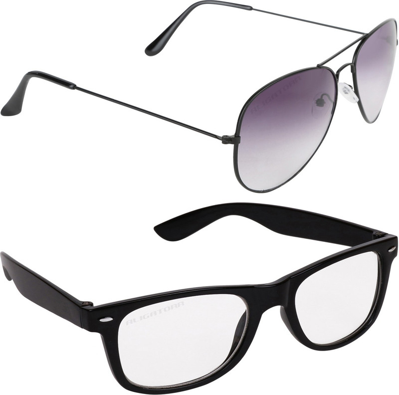 Aligatorr Aviator, Wayfarer Sunglasses(Grey, Clear)