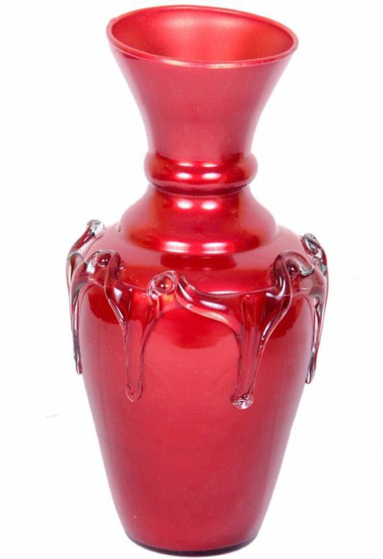 glamorous a new decorative flower vases Glass Vase(6 inch, Red)
