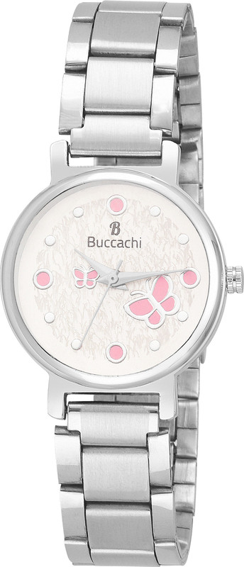 buccachi B-L1003-WT-CH (1) White Dial Watches Water Resistant Silver Color Strap Watches for Women/Ladies/Girls Analog Watch  - For Women