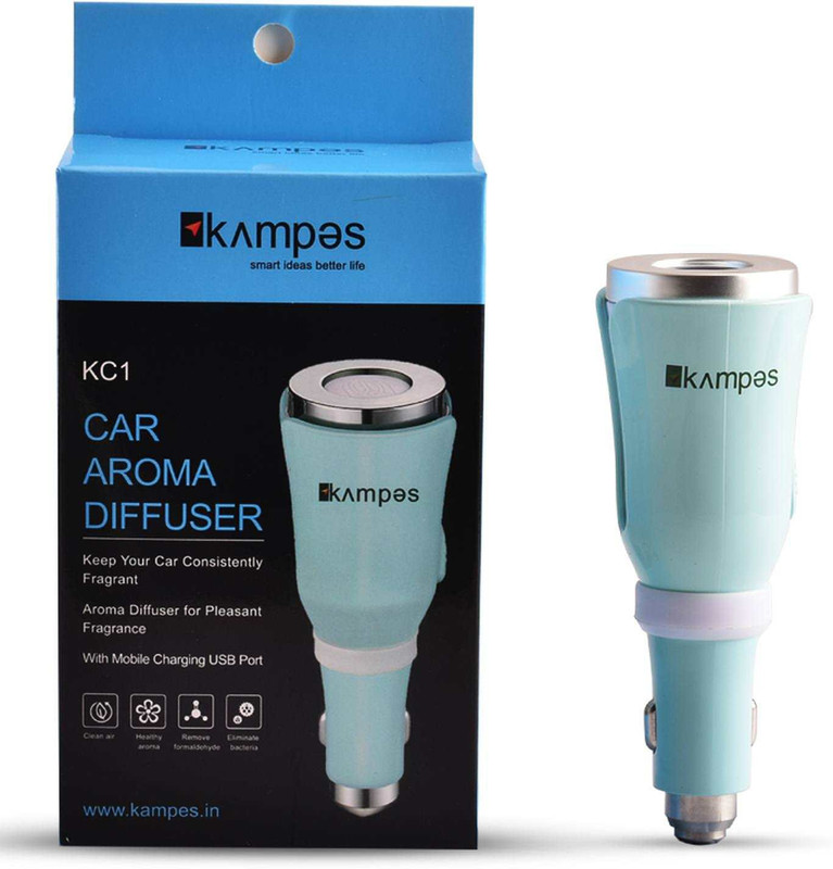 kampes Car Aroma Diffuser With USB Charging Port (Free 20ML Lemongrass Oil) Portable Car Air Purifier(Blue)