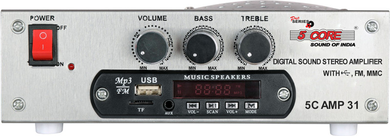 5 Core Mini AMP-31 Digital Stereo 12 W AV Control Amplifier(Silver)