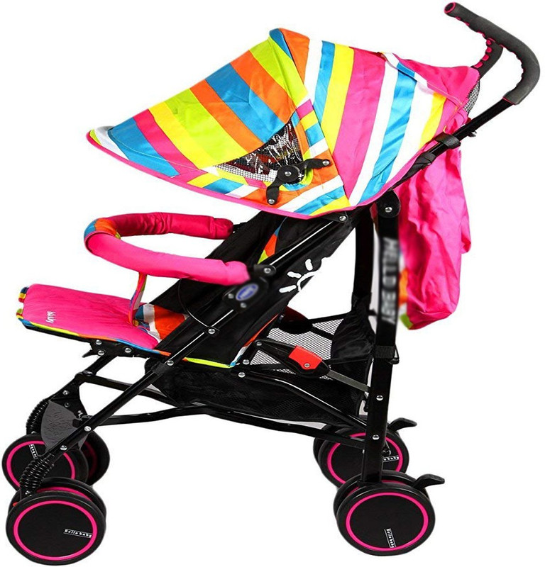 Continental Baby Stroller, Baby Pram with Adjustable Seating Positions and Rotating Wheels with Brakes - (IT N 312) (Pink) Pram(Multi, Multicolor)