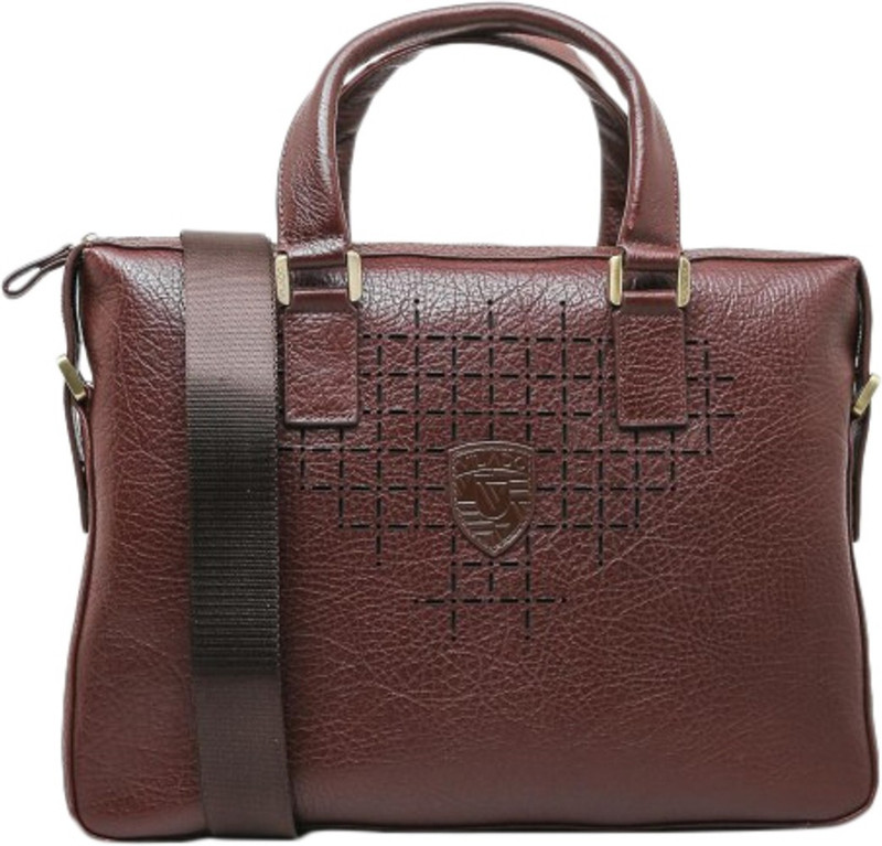 Vilado Luxury leather Laptop Shoulder Medium Briefcase - For Men(Brown)