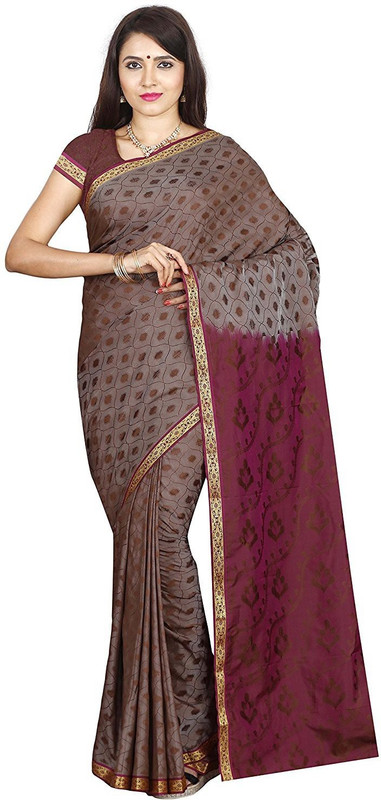 arars Woven, Embellished Kanjivaram Art Silk, Poly Silk, Cotton Blend Saree(Brown)