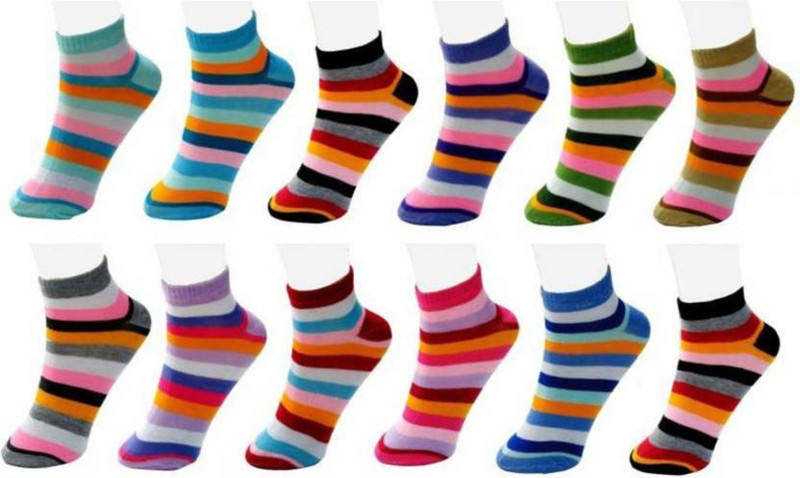 kiyo Women Striped Ankle Length(Pack of 12)