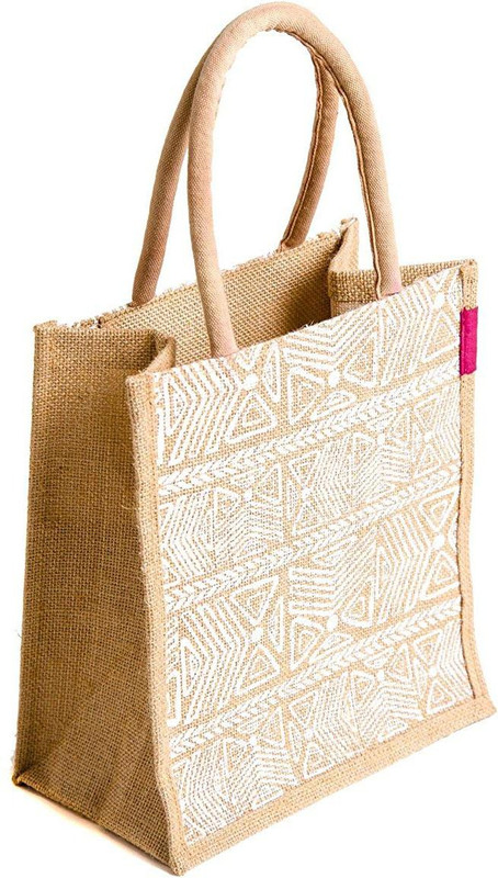 H&B Jute Bag03 Waterproof Lunch Bag(White, 5 L)