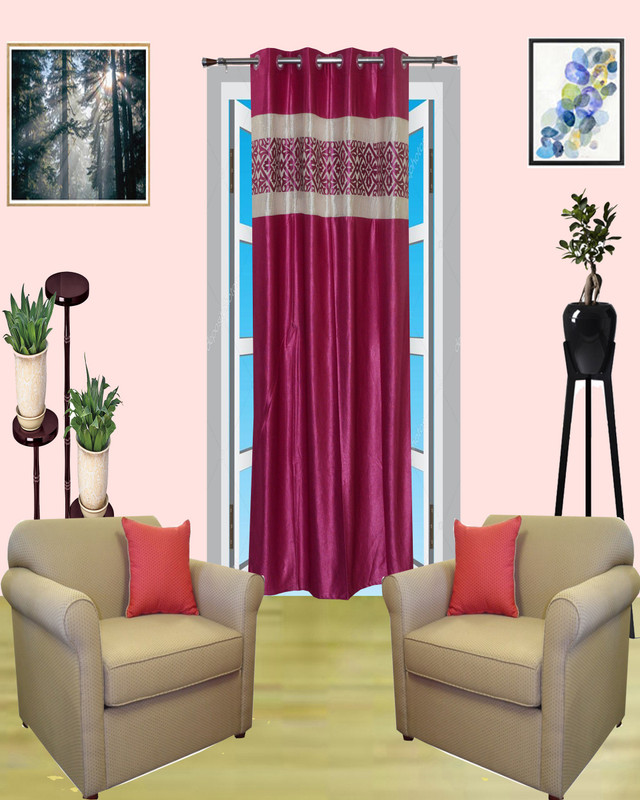 alagh fashions 150 cm (5 ft) Polyester Window Curtain Single Curtain(Printed, Pink)