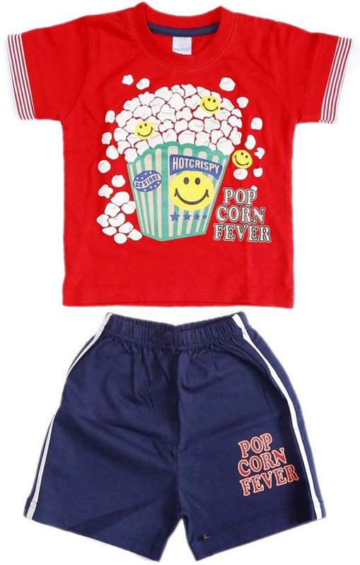 baby boss Boys Casual T-shirt Shorts(Red)