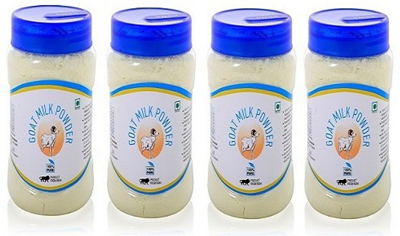 Nutra Vita Goat Four Units of 50 G Each (Freeze Dried,Gluten Free, No Additives, No Preservatives) Packed in Reusable PET Bottles Flavored Milk Powder(200 g, Pack of 4)