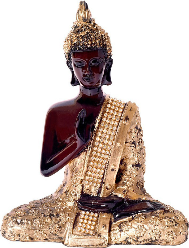 kraftmania Creation Sitting Buddha Idol Statue Showpiece Size8x18 Decorative Showpiece  -  18 cm(Brass, Copper)