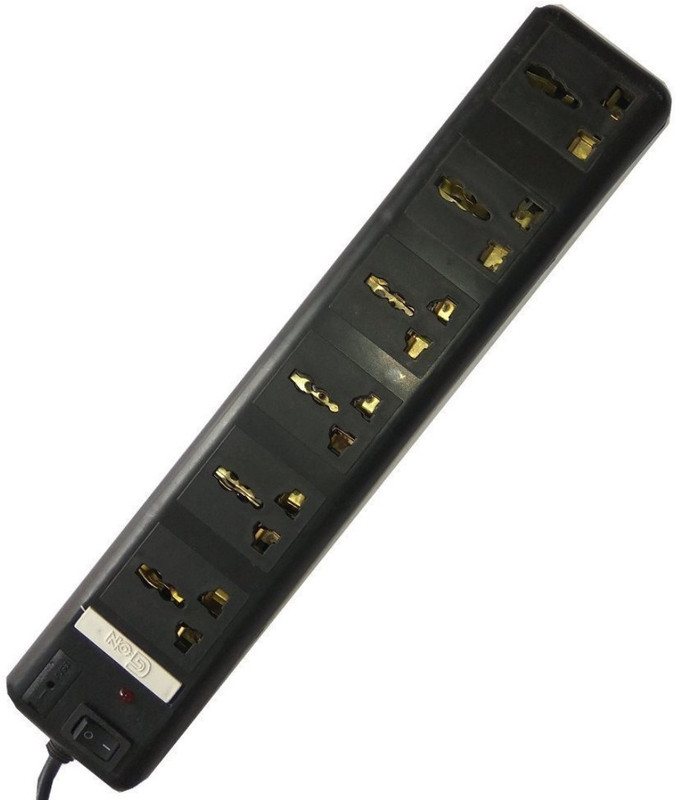 yog india Spike Guard with 6 Universal Sockets Individual Switch Circuit Breaker & 5 Foot / 1.5 Meters Power Cable 5 Amperes 6 Socket Surge Protector(Black)