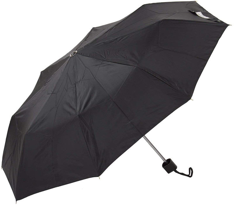 K.C Paul 3 Fold (Raj) Polyster Black Umbrella(Black)