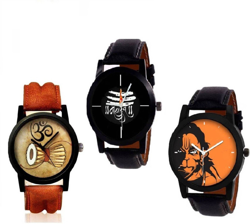 next vision Print Dial Black&Brown Leather Belt combo of 3 Watch For Boys NxtVcomb22 Analog Watch  - For Men