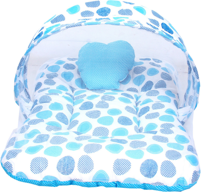 RBC RIYA R blue dot net baby mosquito net bed crib(Fabric, Blue)