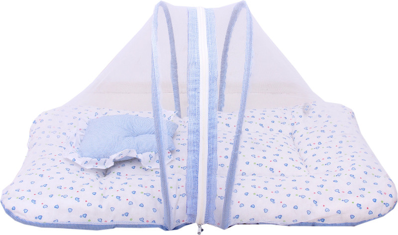 RBC RIYA R blue dil net bed mosquito net bed foldable(Fabric, Blue)