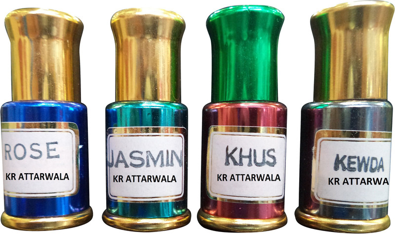Kr Attarwala Quality Long Lasting Alcohol Free Attar Roll-ons (Rose Jasmine Khus Keora) Attars For Men & Women (3ml each) Floral Attar(Floral)