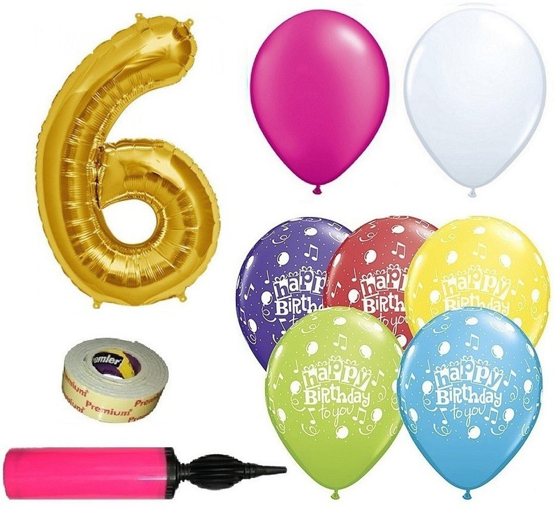 easypartystore 6th Birthday Decoration kit for Baby Girls (6th Birthday Combo 48 items including Balloon Pump)(Set of 48)