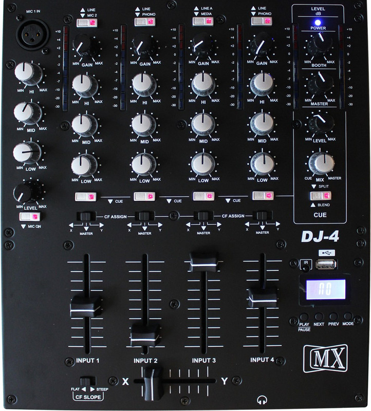 MX Professional Four 4 Channel Dj Mixing Console Mixer W/ Usb & Audio Outputs For Use With Your Headphones Wired DJ Controller