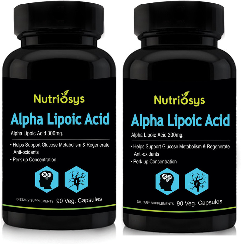 nutriosys Alpha Lipoic Acid - 300mg (180 Veg Capsules)- Pack of 2(180 No)