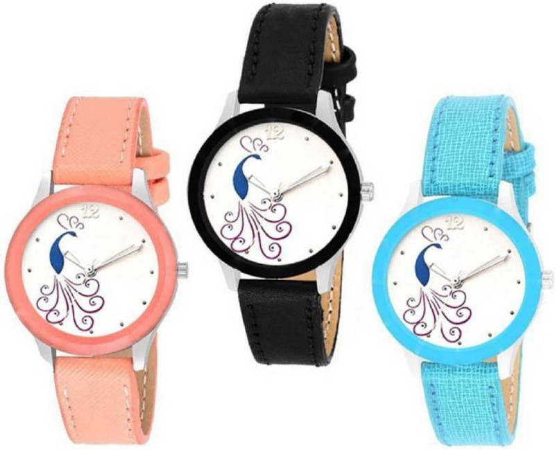 goodfortune HKF308 3-colors contrast Dial Golden Watches for Only Girls combo Women and Girls Analog Watch  - For Women