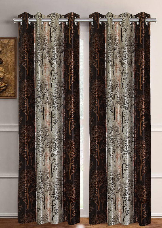 Flipkart SmartBuy 213 cm (7 ft) Polyester Door Curtain (Pack Of 2)(Printed, Brown)