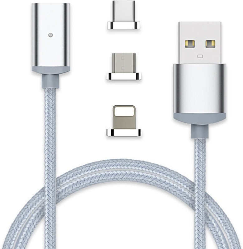 astound MG01 Magnetic Charging Cable(Compatible with Android, V8, Micro USB, Type C, Silver, Sync and Charge Cable)