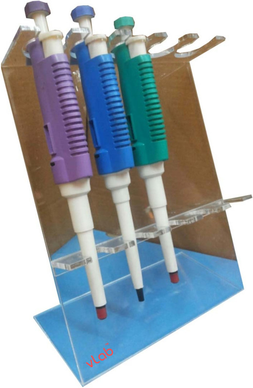 vlab 5 Compartments ACRYLIC TRANSPARENT MICROPIPETTE STAND FOR 5 PIPETTE(TRANSPARENT)