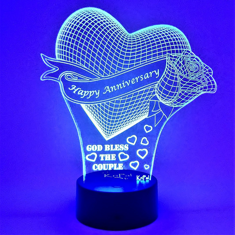 Kripal Happy Anniversary 7 Colour Changing 3d Optical Illusion Led