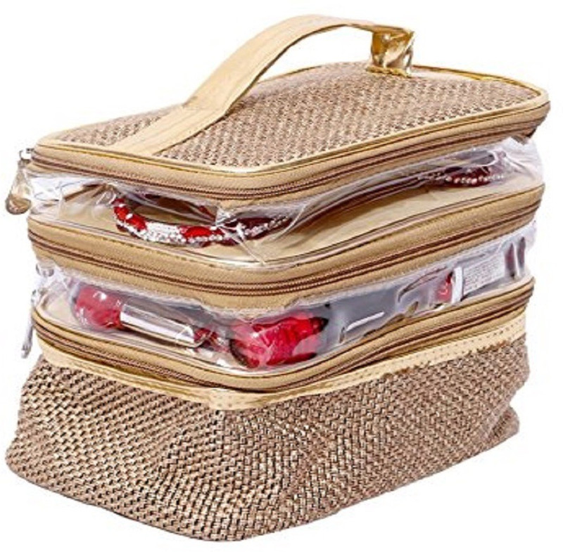 kuber Jute Jewellery Kit, Golden 3 Vanity Box(Gold)