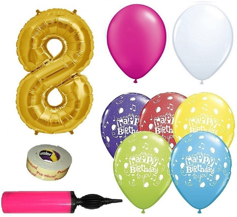easypartystore 8th Birthday Decoration kit for Baby Girls (8th Birthday Combo 48 items including Balloon Pump)(Set of 48)