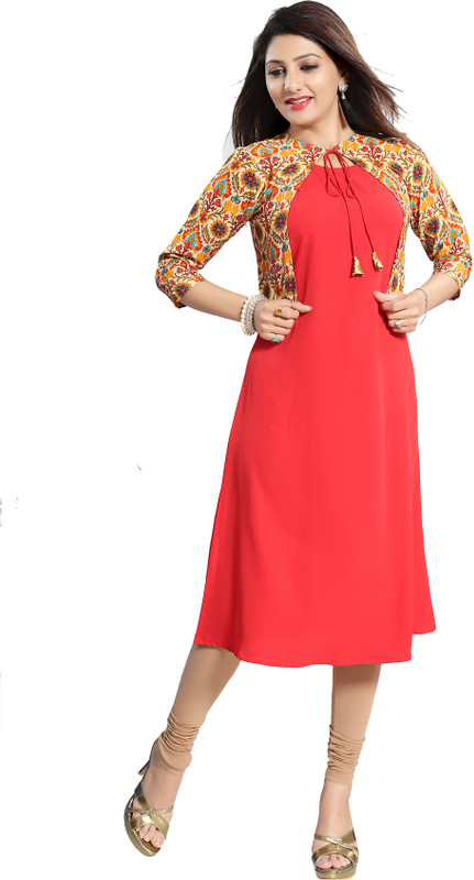 ALC Creations Women Printed Straight Kurta(Red) ALC Creations Women Printed Straight Kurta(Red)