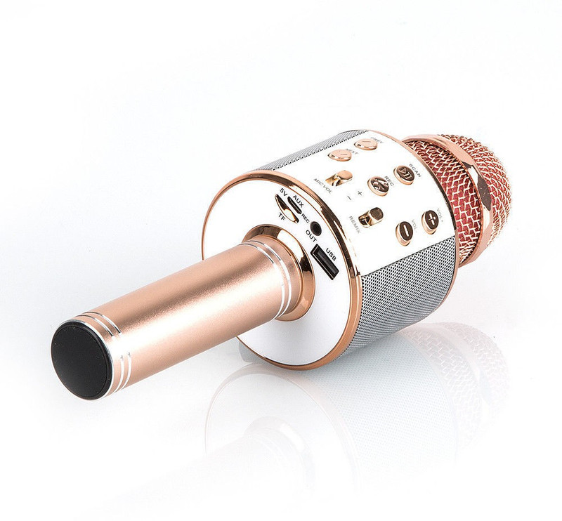 CRETO Wireless WS-858 Bluetooth Microphone Recording Condenser Handheld Stand with Built-in Speaker Compatible With All android phone(Rosegold) Microphone