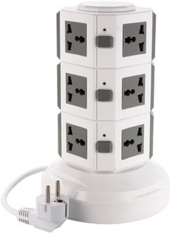 Aashish Vertical Power Socket Powerboard Outlet Plug 9 Socket Surge Protector(White)