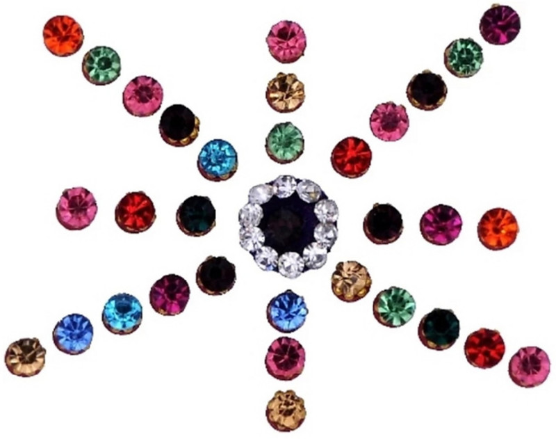 beauty gold crystal designer bindi for beautiful lady & girl forehead, nails Multicolor Bindis(mugli marathi, bengali bindi, Bollywood style)