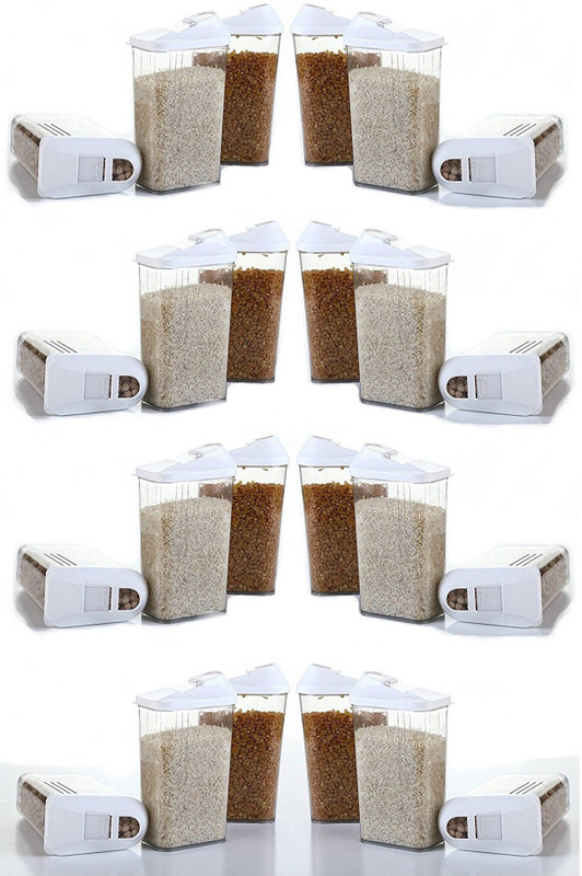 saiswar Saiswar 1100 ml each (24 pcs) easy flow cereal dispencer food container storage box Perfect For Cereals, Rice, Pulses  - 1100 ml PP (Polypropylene) Grocery Container(Pack of 24, White)