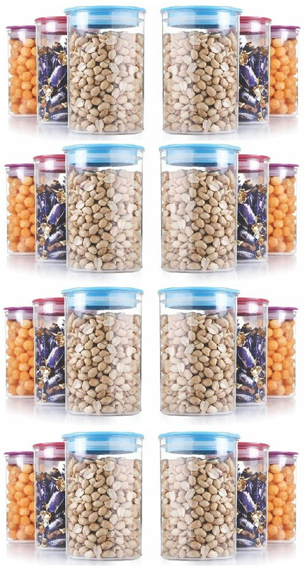 saiswar Plastic (SetOf 24) Air Resistance Storage Box Container Cereal Dispenser Jar 900Ml Idle For KitchenContainer storage  - 900 ml PP (Polypropylene) Grocery Container(Pack of 24, Multicolor)
