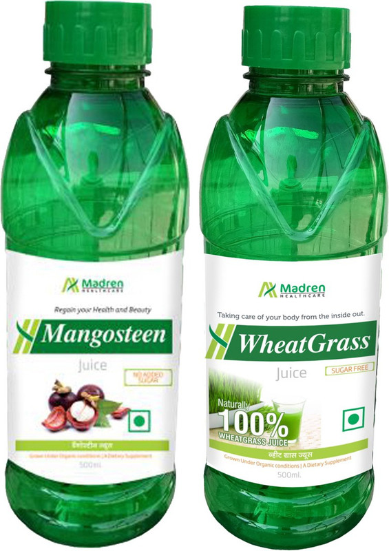 Madren Healthcare Mangosteen Juice & Wheatgarss Juice(2 x 500 ml)