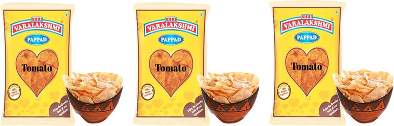 varalakshmi Tomato Flavoured Sabudana Papad Pack of 3 (300grams) Masala Papad 300 g(Pack of 3)