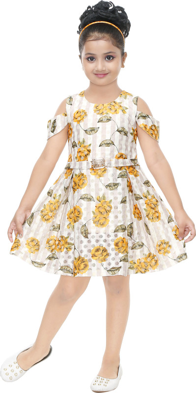 nukids Girls Mini/Short Casual Dress(Multicolor, Half Sleeve)