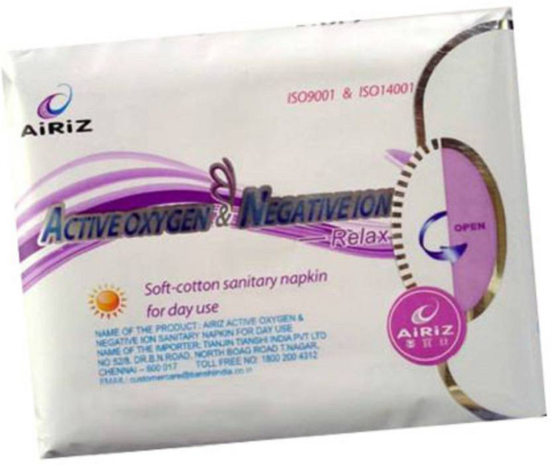 airiz Active Oxygen & Negative Ion Relax SOFT COTTON sanitary napkin for DAY use Sanitary Pad(Pack of 10)
