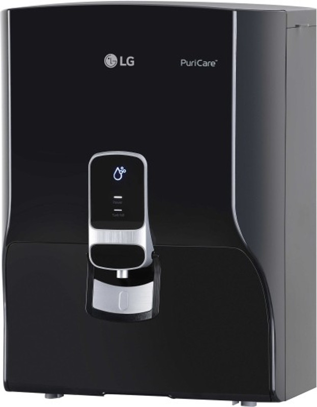 LG RO Mineral Booster Filter Change Indicator Dual Protection Stainless Steel Tank 8 L RO Water Purifier(Black)