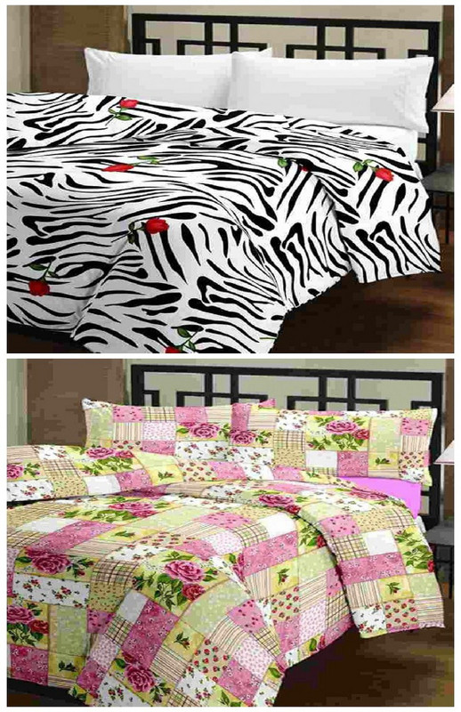 brand nation Striped Single Dohar(Poly Cotton, White, Pink)