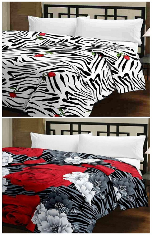 brand nation Floral Single Dohar(Poly Cotton, White, Black)