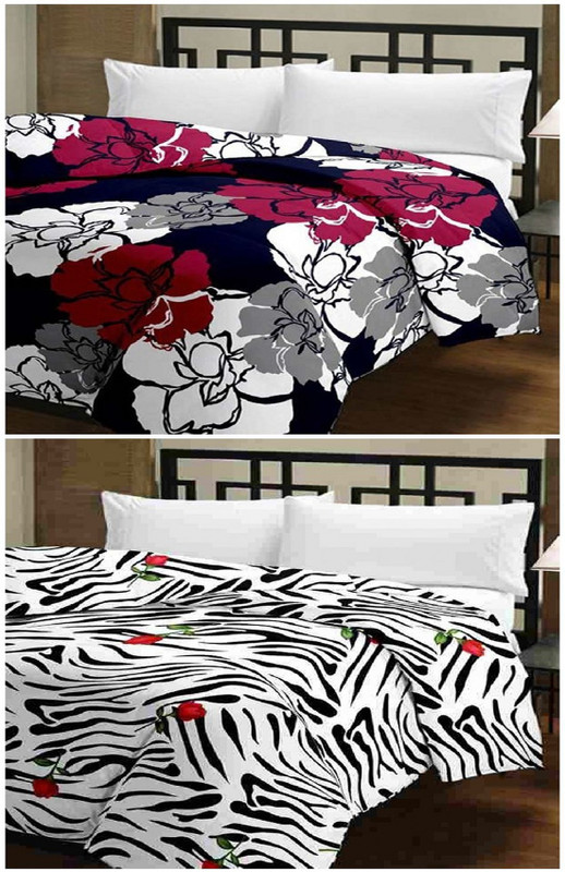 brand nation Floral Single Dohar(Poly Cotton, White, Blue)