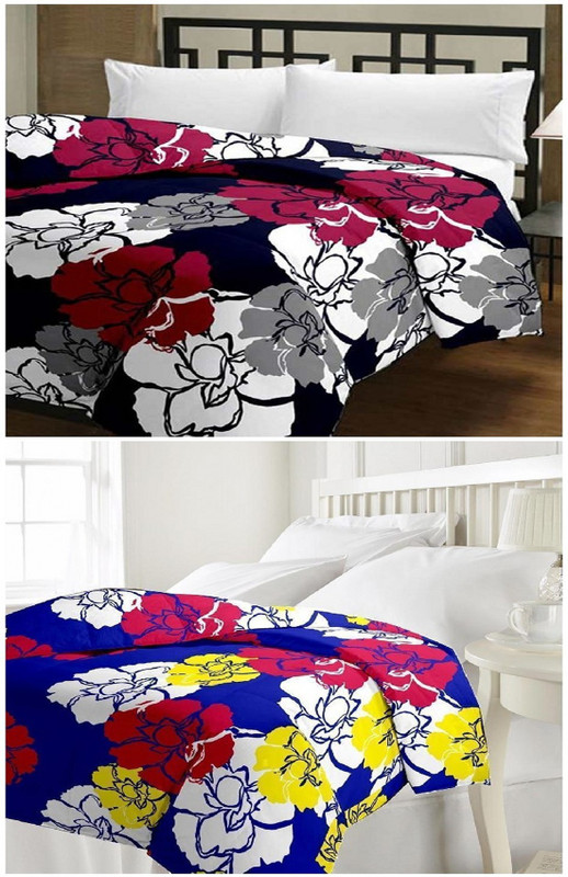 brand nation Floral Single Dohar(Poly Cotton, Purple, Blue)