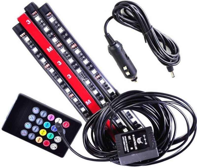 NEWGTBE Atmosphere 4 strips, 48 led,12 led each strips with Sound active system & wireless remote control Car Fancy Lights(Multicolor)